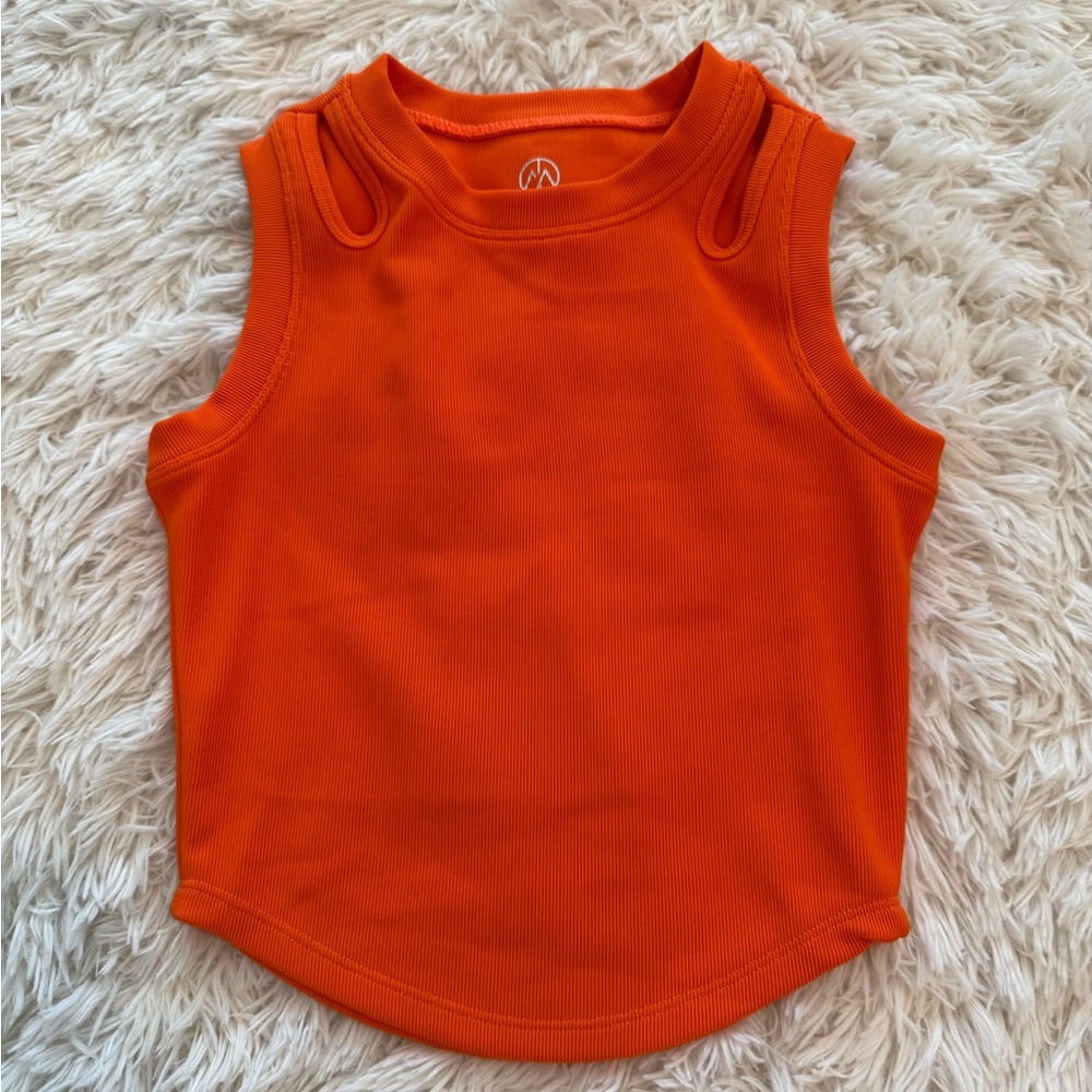 Vibrant Orange Move Theology Cut out Cropped Tank